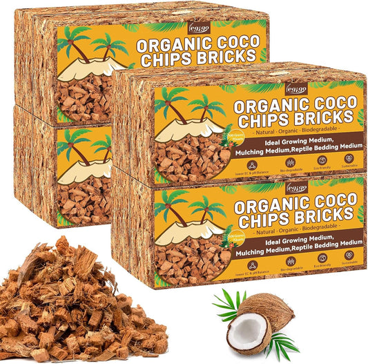 Legigo 8 Pack Coco Husk Chips- 8.8 LB 100% Organic Coconut Coir Chips Brick Potting Soil Mix with