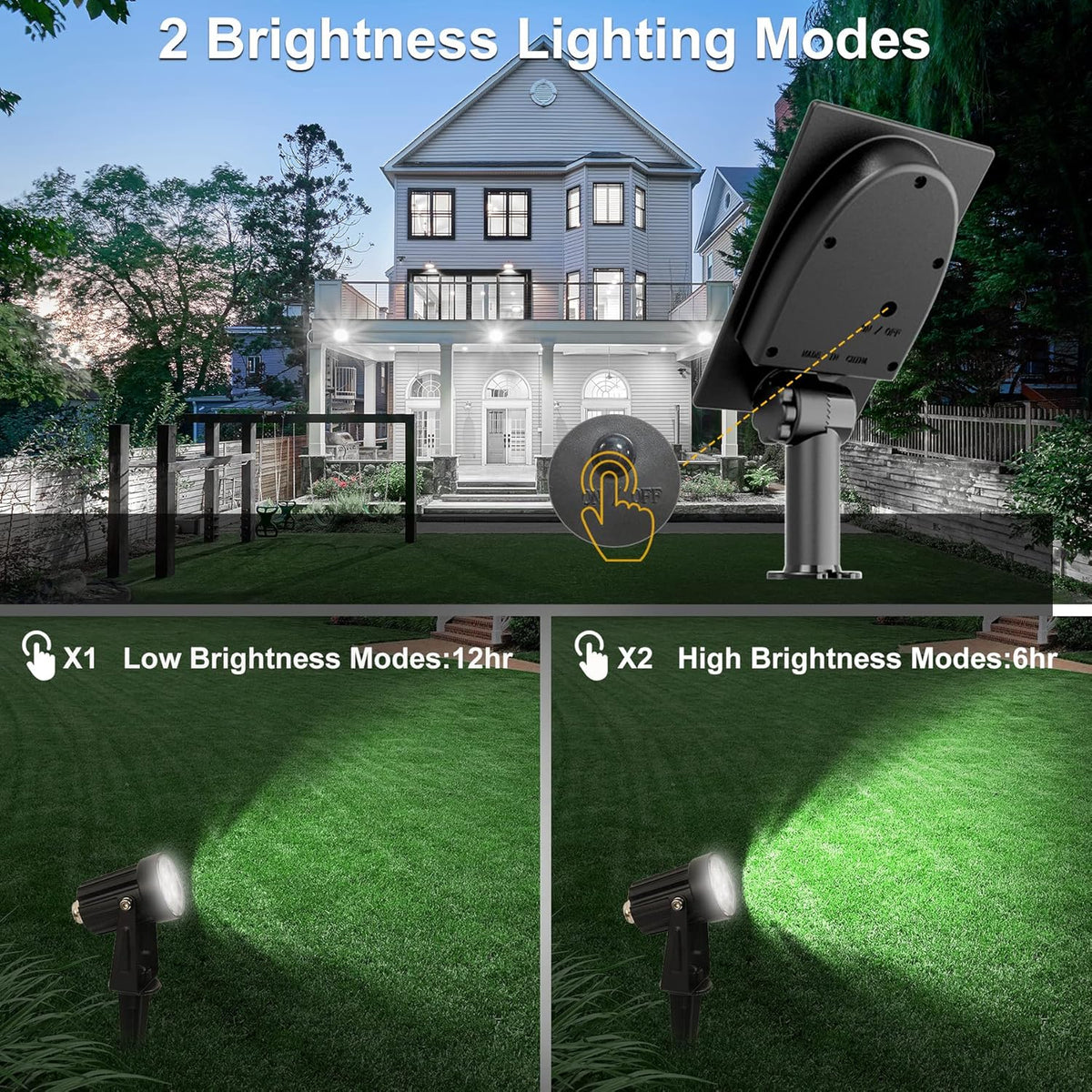 Solar Spot Lights Outdoor, 3-in-1 Garden Spotlights IP65 Waterproof 9.8ft Cable, 5W 4000mAh