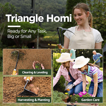 Triangle Homi Hand Hoe - Traditional Handmade Korean Garden Tool for Weeding Digging & Planting