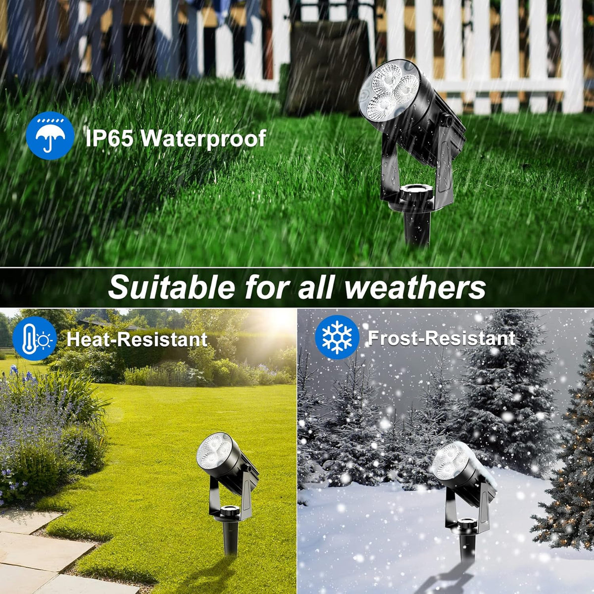 Solar Spot Lights Outdoor, Solar Landscape Spotlights IP65 Waterproof 9.8ft Cable, Auto On/Off