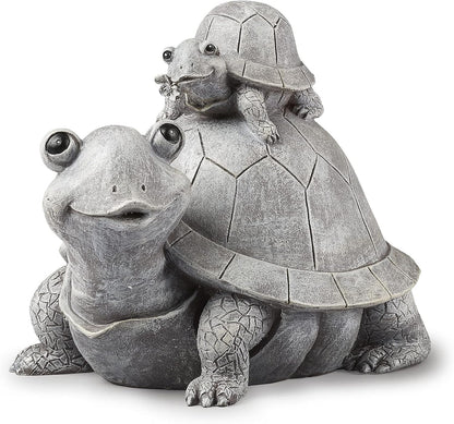 Roman Garden - Turtle and Baby Statue, 7" H, Pudgy Pals Collection, Resin and Dolomite, Decorative