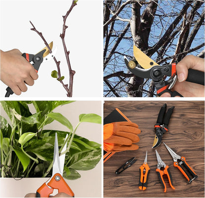 5 pack Garden Pruning Shears Stainless Steel Blades, Handheld Scissors Set with Gardening