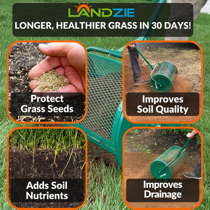 LANDZIE - The Original 24 Inch Compost and Peat Moss Spreader Roller - Top Soil, Sand, Manure