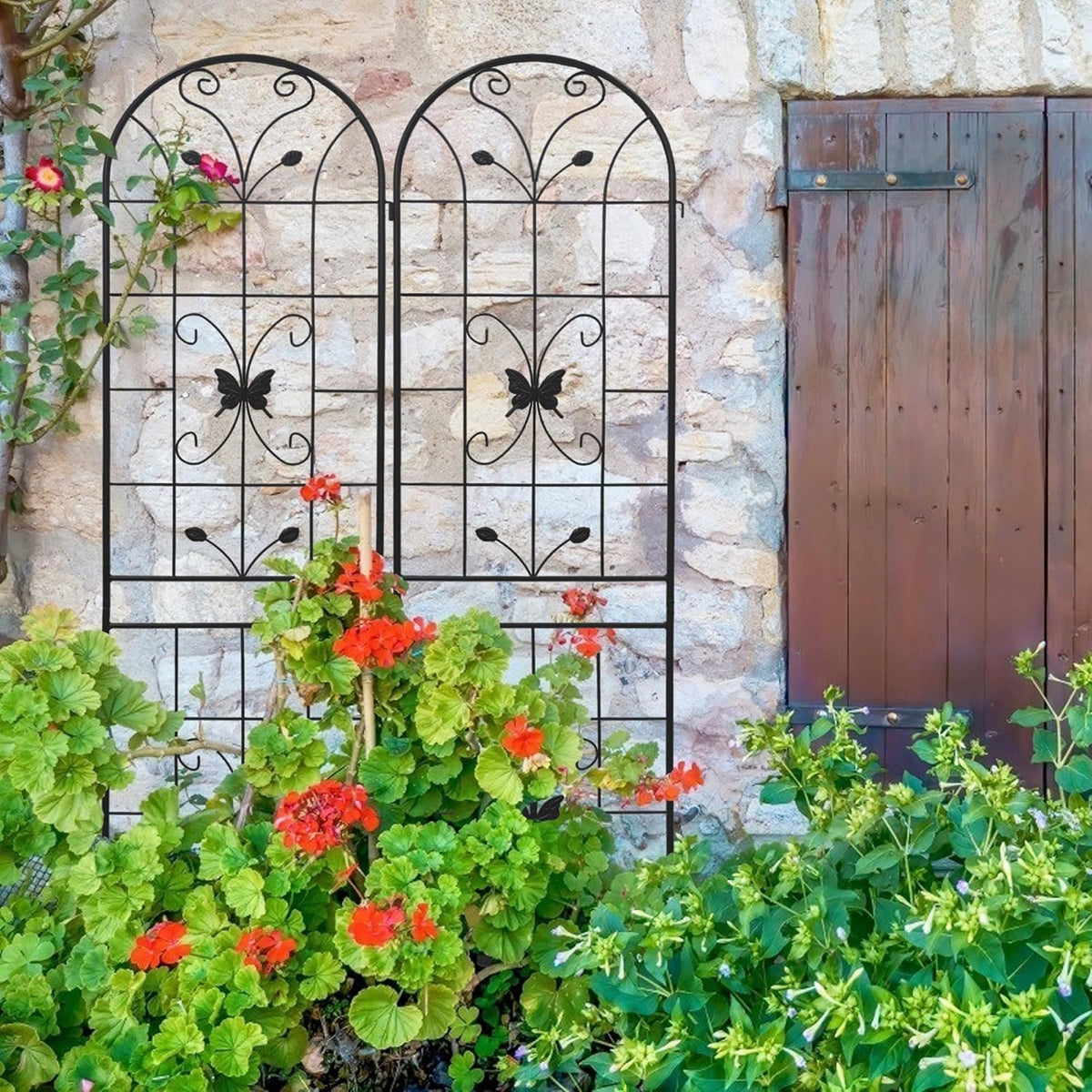 2 Pack Metal Garden Trellis 86.7" Black Fence Rustproof Garden Trellis for Climbing Plants Support