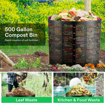 VIVOSUN 500 Gallon Outdoor Compost Bin, Expandable Composter, Easy to Setup & Large Capacity for