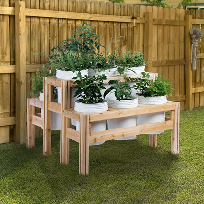 Greenes Fence Two-Tiers Nine Bucket Elevated Cedar Wood Garden Frame, 43 in. x 43 in. x 30 in.
