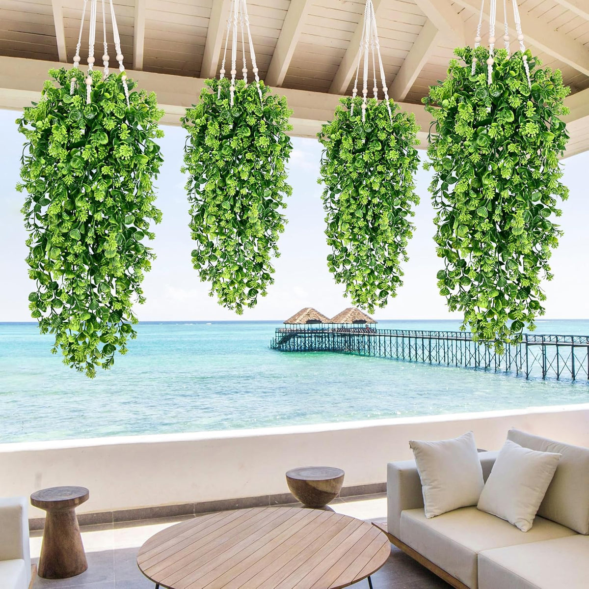 Waipfaru 4Pcs Fake Hanging Plants 3ft Fake Plants UV Resistant Fake Vines Artificial Decor for