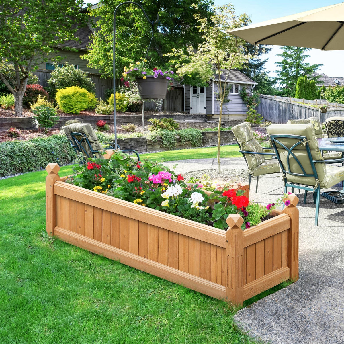 Yaheetech 43.5" Wooden Raised Garden Bed Rectangular Planter Box, 1pcs