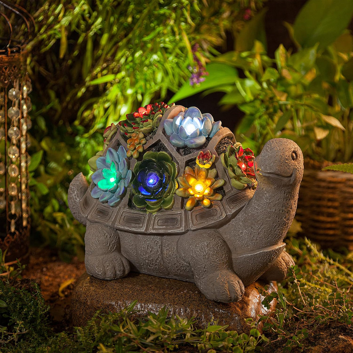 MALISTER 11.5 Inch Solar Garden Turtle Figurines Outdoor Decor, Outdoor Statues with 7 LEDs for