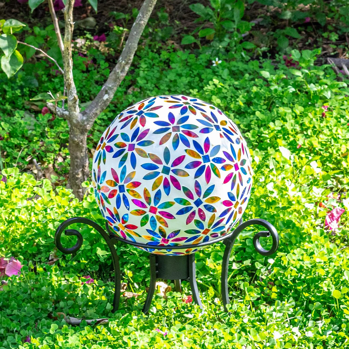 VCUTEKA Gazing Ball, Glass Mosaic Gazing Balls Sphere for Garden Lawn Outdoor Ornament Yard
