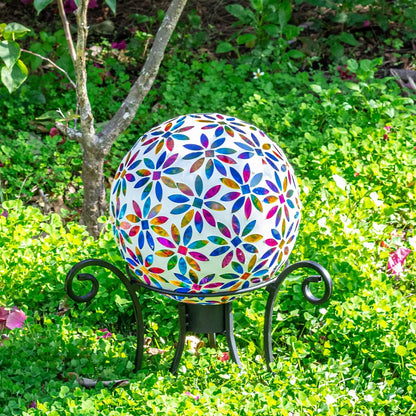 VCUTEKA Gazing Ball, Glass Mosaic Gazing Balls Sphere for Garden Lawn Outdoor Ornament Yard