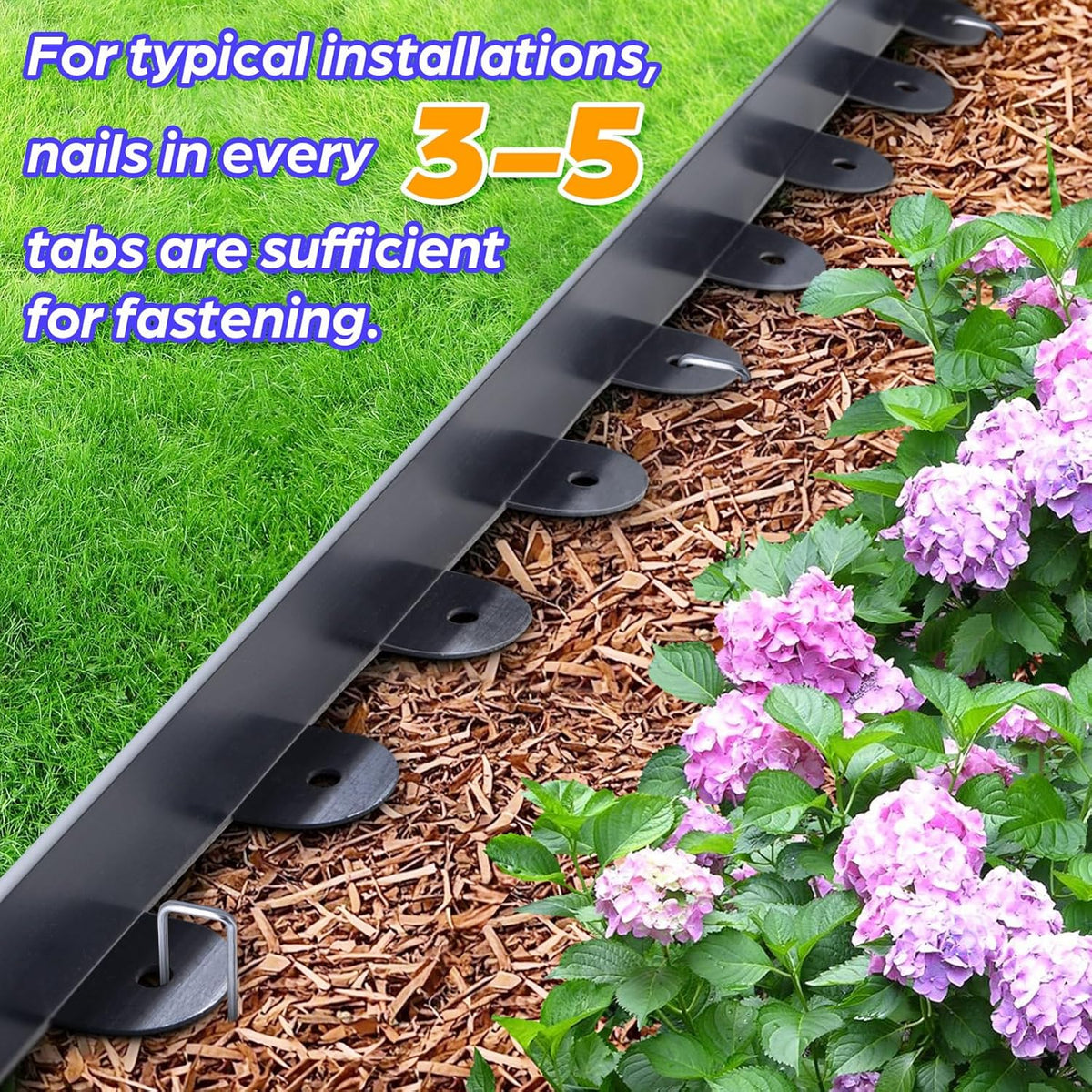 Landscape Edging, 1.5" x 40' Plastic Garden Edging with 40 Pcs Metal Spikes, Flexible Garden Border