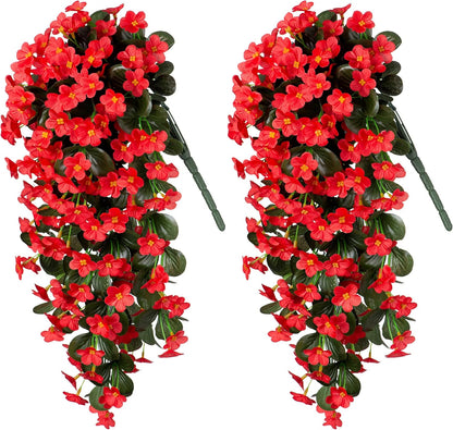 HyeFlora Artificial Fall Fake Hanging Plants Flowers for Outdoor Outside Autumn Decoration, 2 PCS