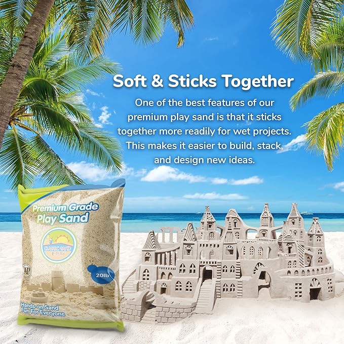 Classic Sand and Play Sand for Sandbox, Table, Therapy, and Outdoor Use, 20 lb. Bag, Natural