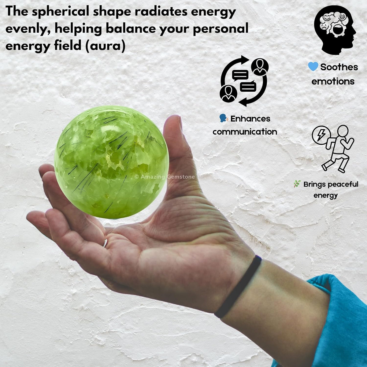 Amazing Gemstone Prehnite Crystal Ball with Stand - 2 Inches Crystal Sphere Meditation Balls for