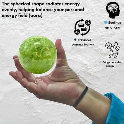 Amazing Gemstone Prehnite Crystal Ball with Stand - 2 Inches Crystal Sphere Meditation Balls for
