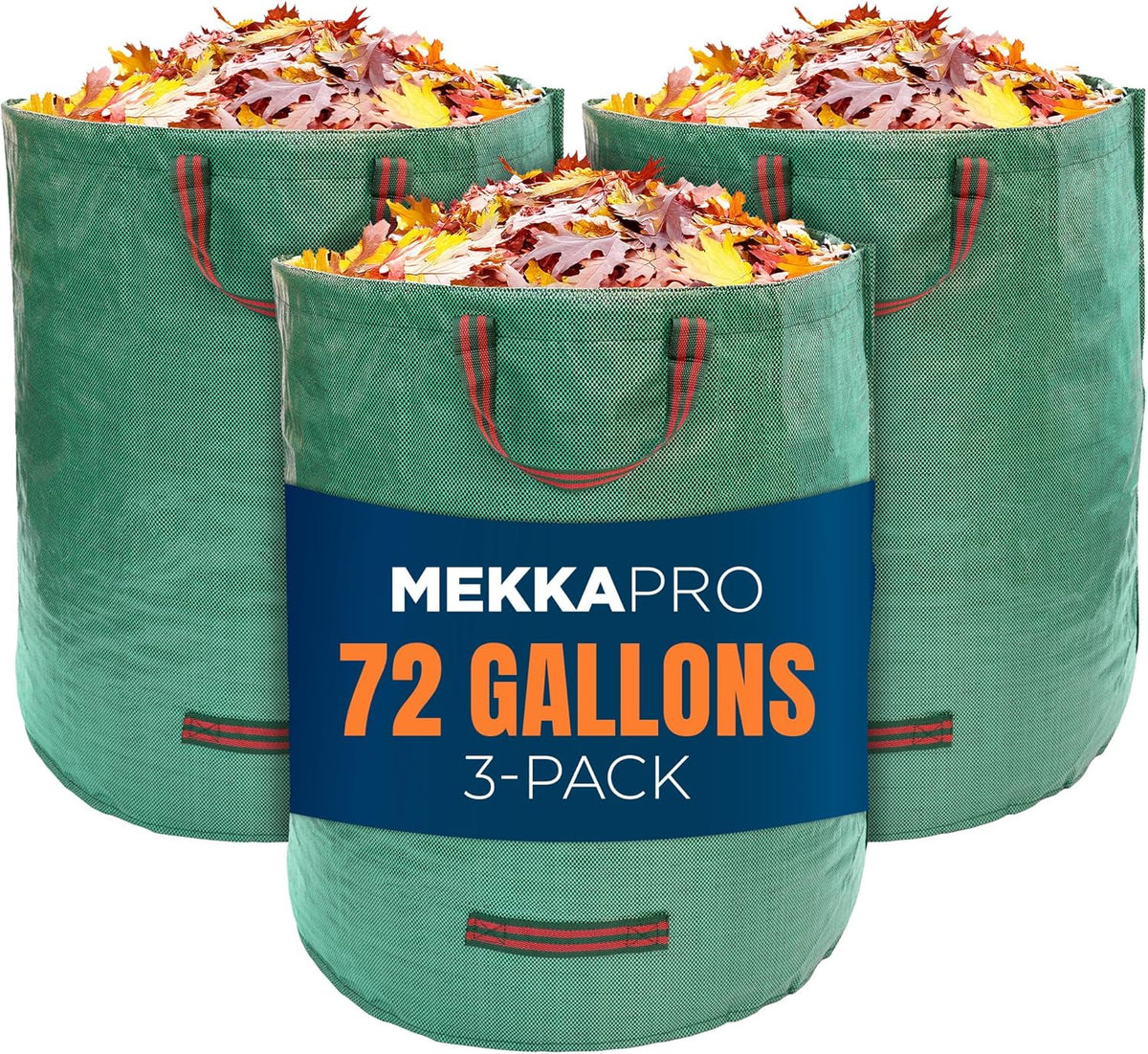 MEKKAPRO Big Gulp Lawn Bags, 3-Pack 72 gallons Heavy Duty Lawn and Leaf Bags with Reinforced