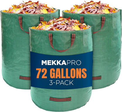 MEKKAPRO Big Gulp Lawn Bags, 3-Pack 72 gallons Heavy Duty Lawn and Leaf Bags with Reinforced