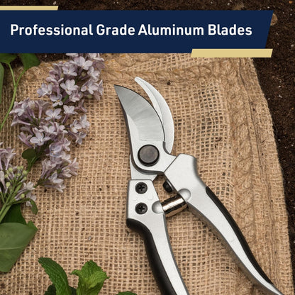Kings County Tools 8" Steel Bypass Pruner | Spring-Loaded Snap Catch | Cast Aluminum with Rubber