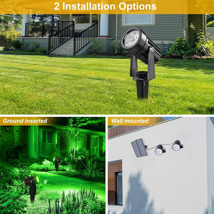 Green Solar Spot Lights Outdoor, 2 Pack Solar Landscape Spotlights IP65 Waterproof 9.8ft Cable