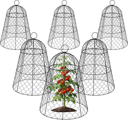 FRUITEAM Metal Plant Covers 6pcs, Heavy Duty Garden Cloche Plant Cage for Outdoor, 13"x15.8"H
