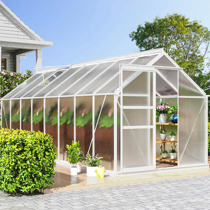 DWVO 6x16FT Polycarbonate Greenhouse Heavy Duty Green Houses Outdoor Aluminum Greenhouses with