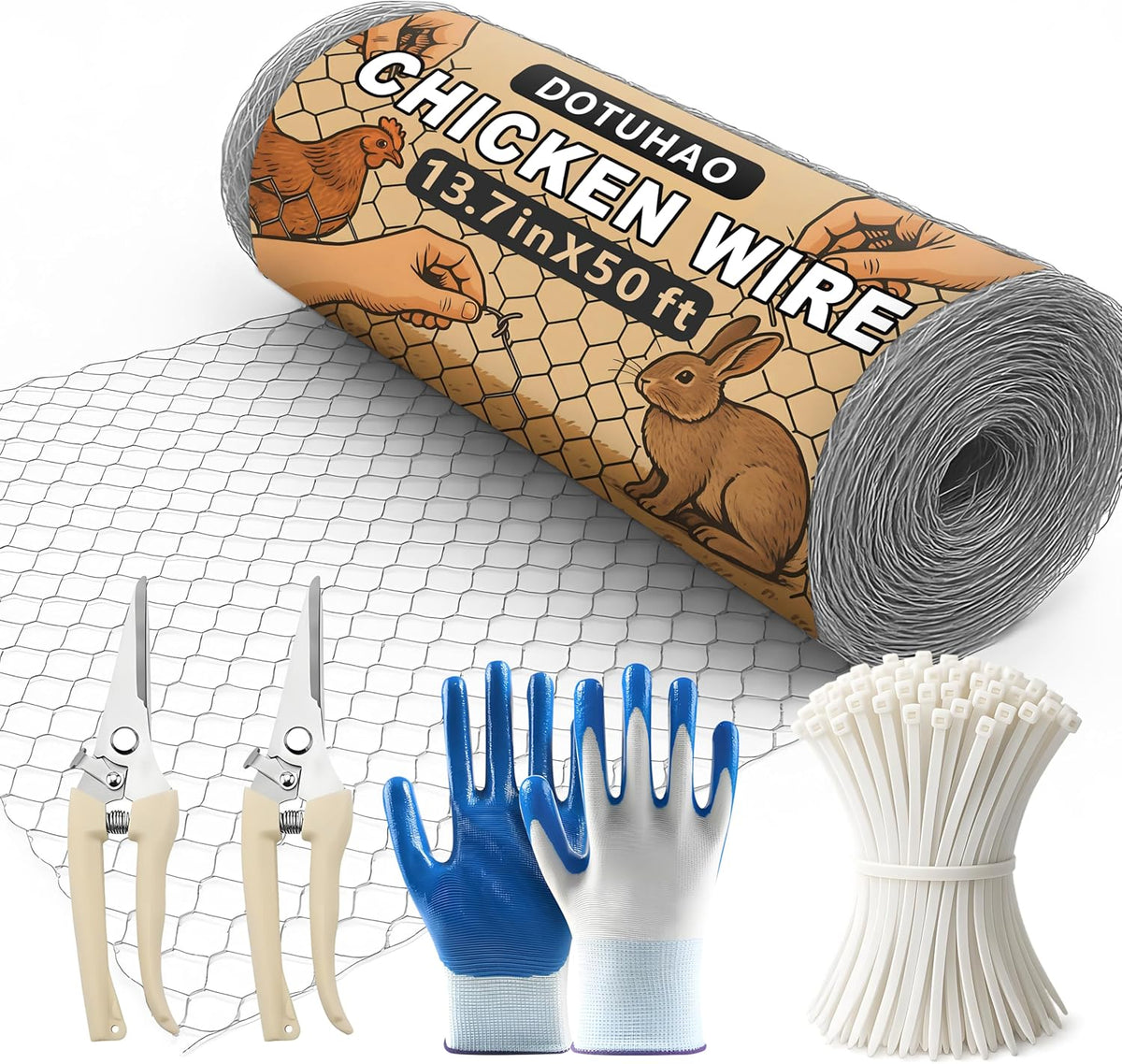 Chicken Wire, 13.7 in x 50 ft Garden Fence, Wire Mesh, Chicken Wires Fencing, Mesh Hexagonal