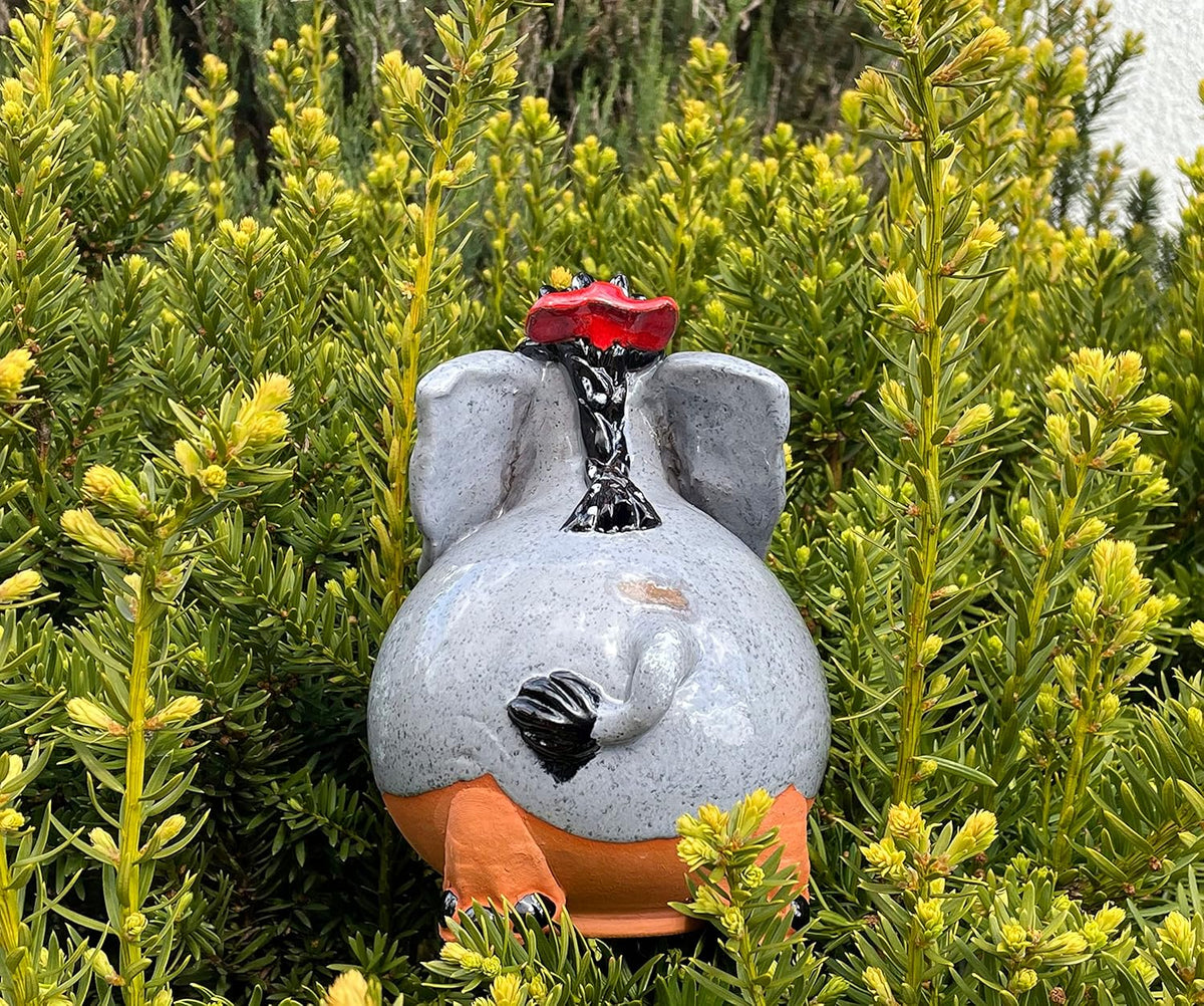 Ceramic Garden Decor - Elephant Lawn Stake - Outdoor Statue - Perfect, Unique Gifts for Gardeners