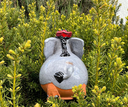 Ceramic Garden Decor - Elephant Lawn Stake - Outdoor Statue - Perfect, Unique Gifts for Gardeners