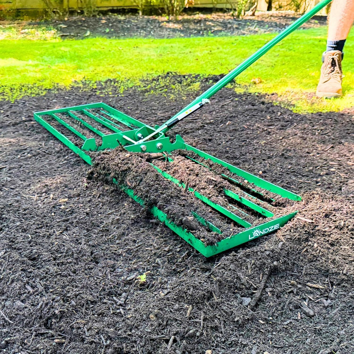 Landzie AeroLeveler - The Lawn Leveling Rake That Never Flips - Patented 48" inch Wide Pneumatic