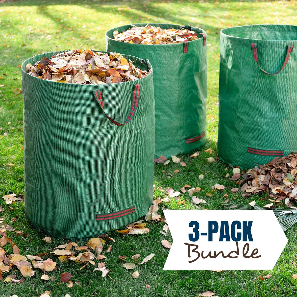 MEKKAPRO Big Gulp Lawn Bags, 3-Pack 72 gallons Heavy Duty Lawn and Leaf Bags with Reinforced