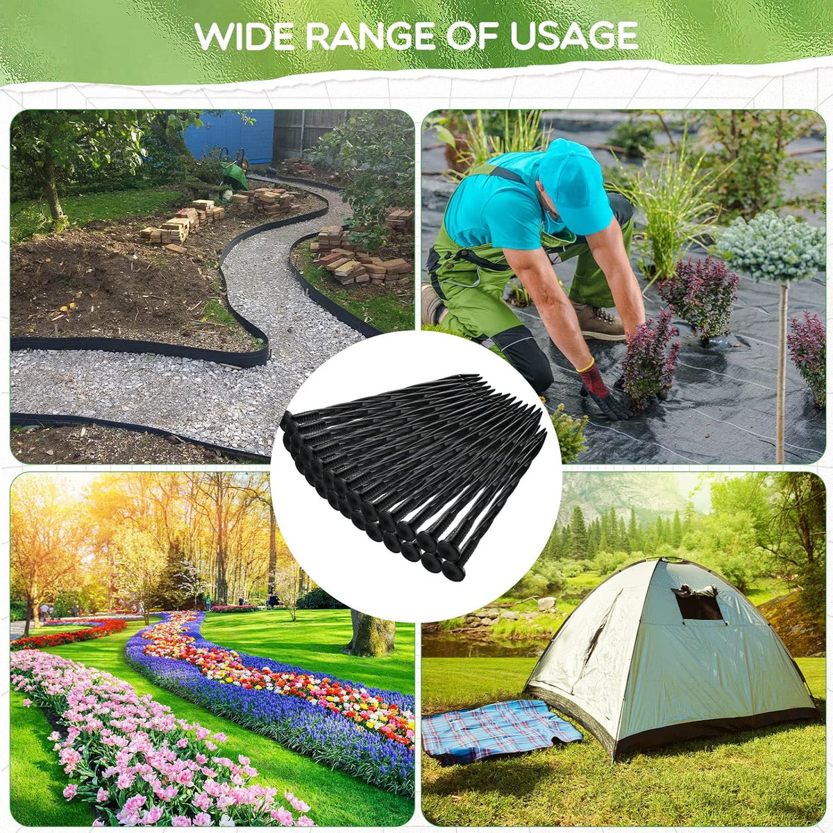 300 Pcs Landscape Edging Stakes Bulk 8 Inch Spiral Landscape Anchoring Spikes Plastic Edging Nails