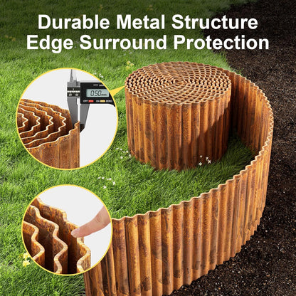 Land Guard Corrugated Garden Edging Border,12" x 25' Landscape Paver Edging, Tall Landscape Edging