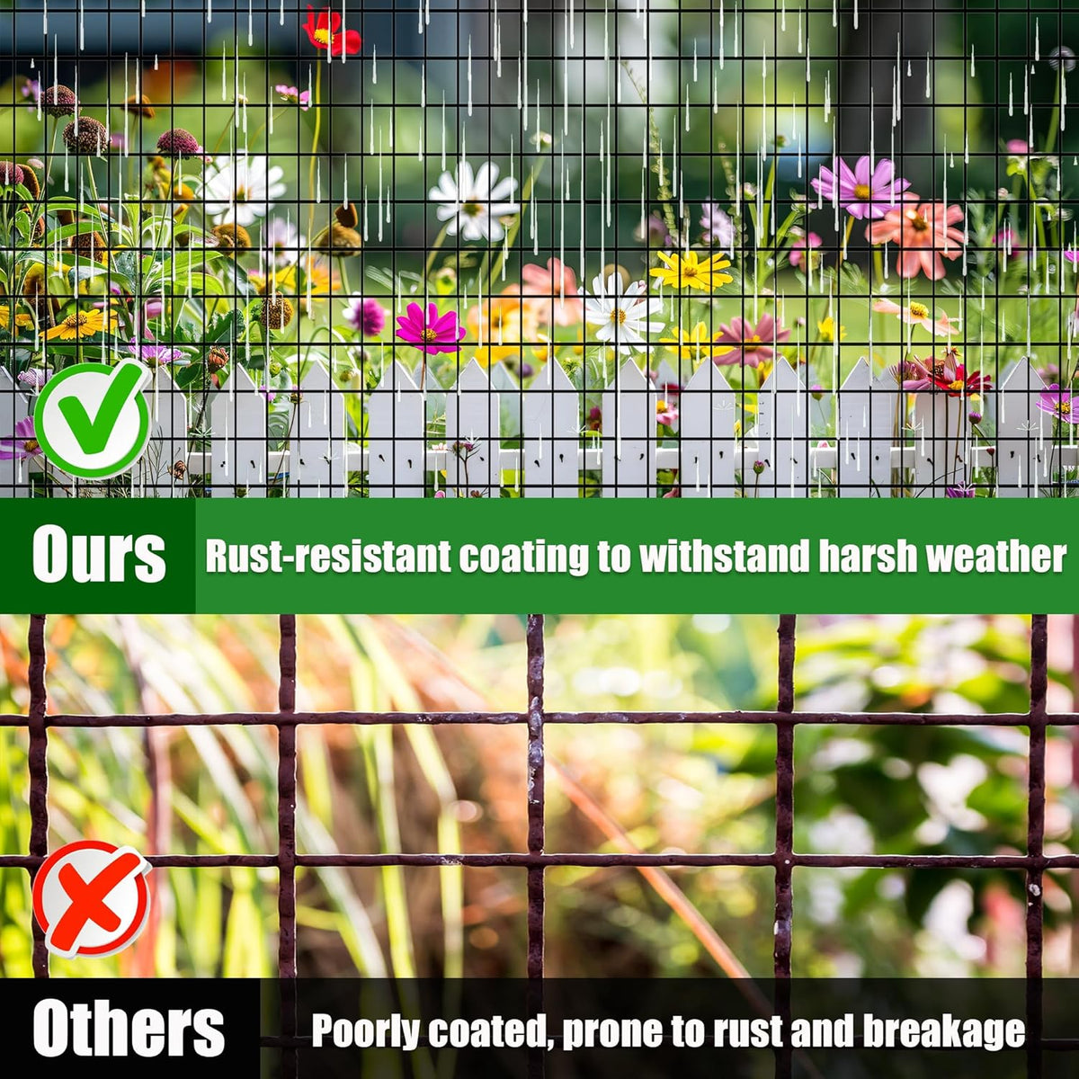 24 in x 50 ft Welded Wire Mesh Fence, 2 in × 3 in 15GA Black PVC Coated Garden Fencing Roll, Dog