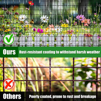 24 in x 50 ft Welded Wire Mesh Fence, 2 in × 3 in 15GA Black PVC Coated Garden Fencing Roll, Dog