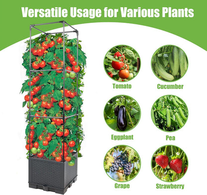 Sunnyglade 2 Pcs Raised Garden Bed Planter Box with Trellis, 44” Tomato Trellis Planter for Various