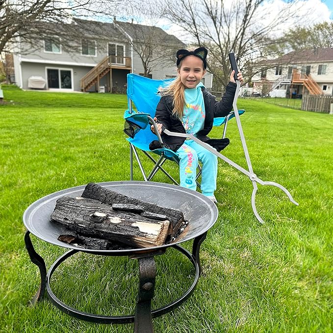 40" Fire Tongs Firewood Grabbers and Fire Poker Set, Stainless Steel Large Log Grabbers for Outdoor