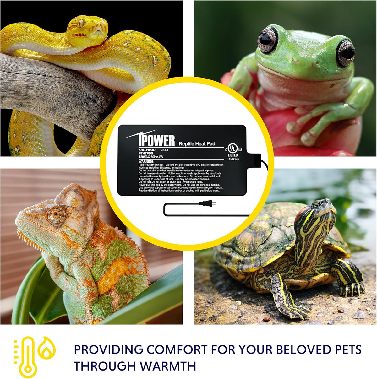 iPower 4 by 7-Inch 4W Reptile Heat Mat, LCD Digital Aquarium Thermometer, Under Tank Warmer