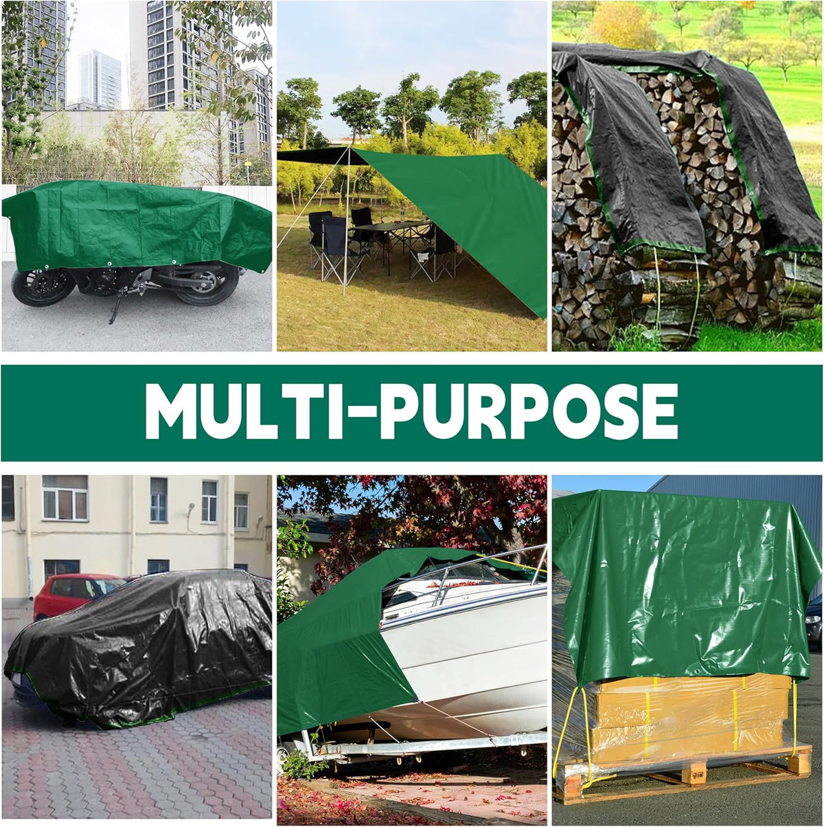 Tarp 6x8 ft Heavy Duty 100% Waterproof 10mil,UV Resistant,Durable Grommets and Reinforced Edges
