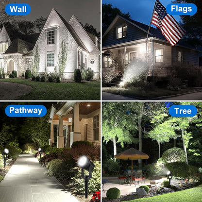 Solar Spot Lights Outdoor, 4-in-1 Solar Landscape Spotlight Waterproof 9.8ft Cable, 5W 3000mAh