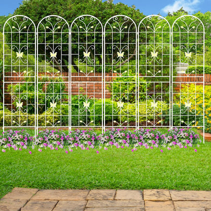 4 Pack Metal Garden Trellis 86.7" White Fence Rustproof Garden Trellis for Climbing Plants Support