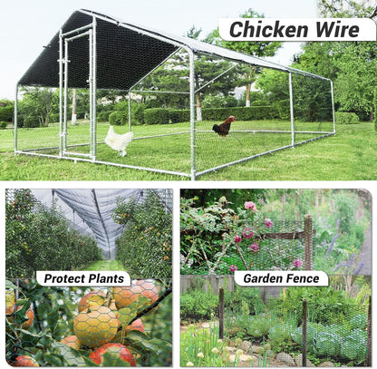 Chicken Wire Fencing Mesh, Galvanized Hexagonal Floral Chicken Wire, Outdoor Anti-Rust Poultry
