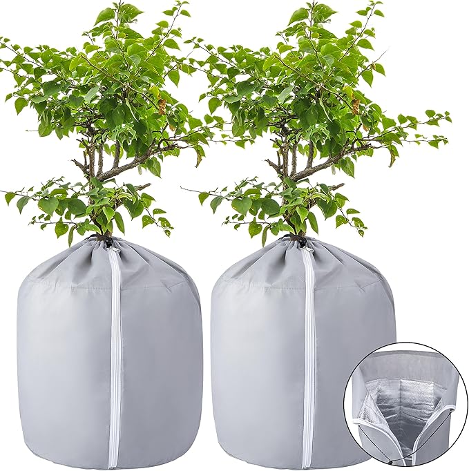Tlswshsy 2PCS Plant Winter Protection Pot - 19.7" x 17.7" Flower Pot Protection Bag - Anti-Frost