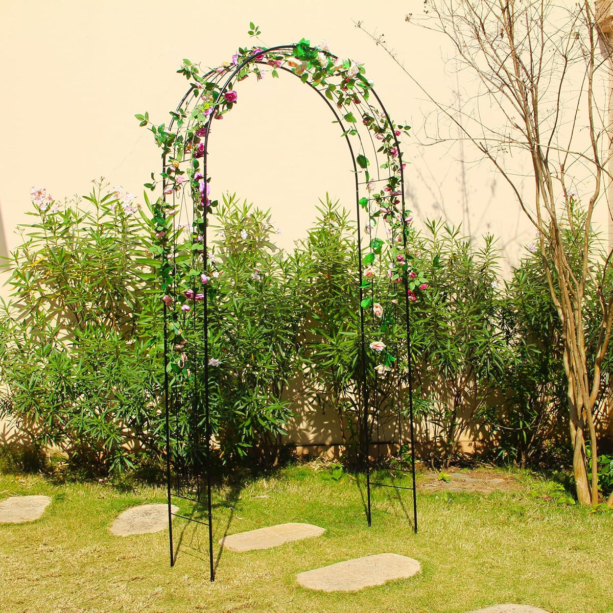 Garden Arch, 94.5" High x 47.2" Wide, Garden Arbor for Various Climbing Plant, Iron Archway