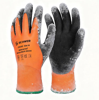 Schwer 100 Pairs Waterproof Winter Work Gloves, ANSI A2 Cut Resistant Freezer Gloves for Outdoor