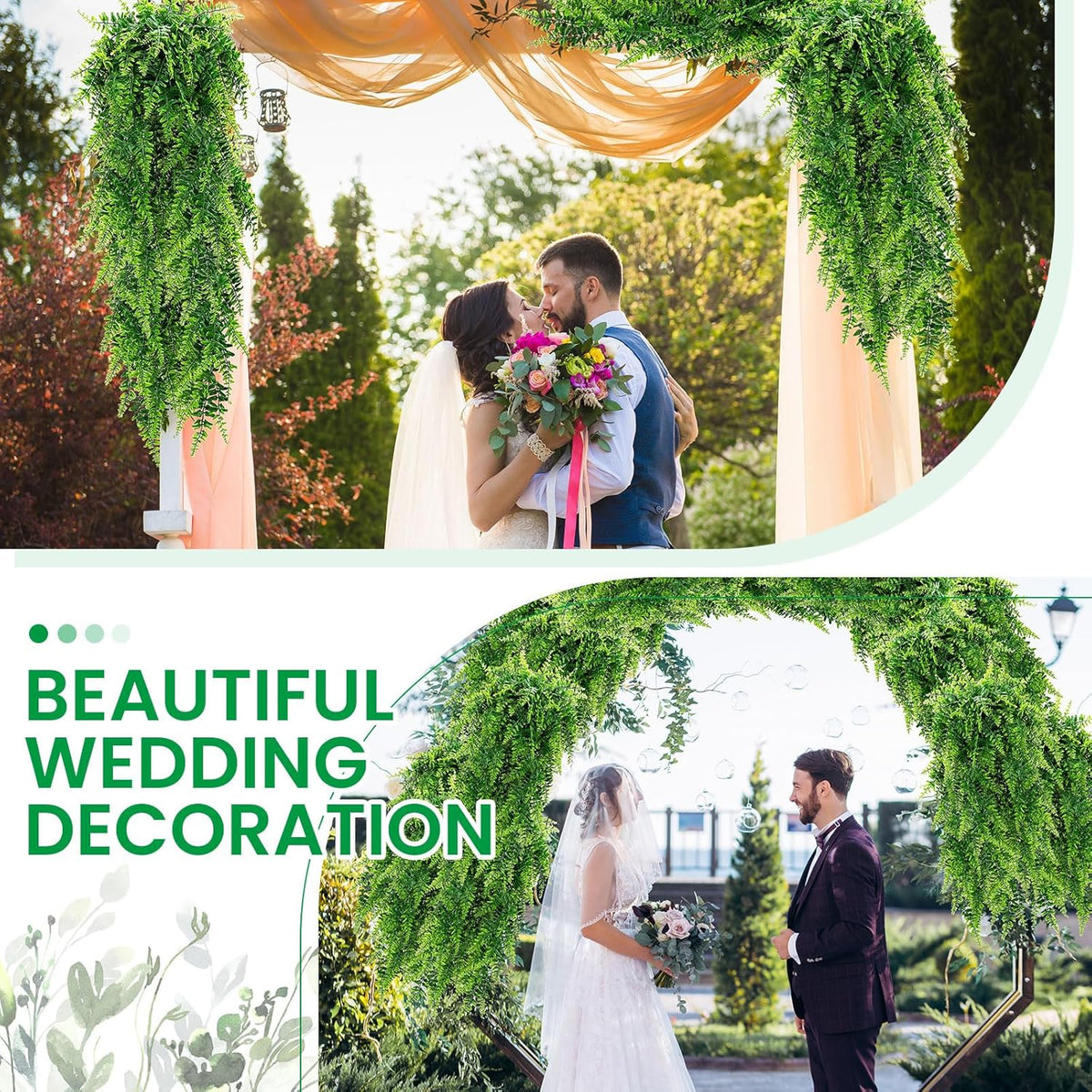 Geosar 72 Pcs Artificial Hanging Plants 32 Inch Hanging Boston Ferns Plastic Fake Plants for Wall