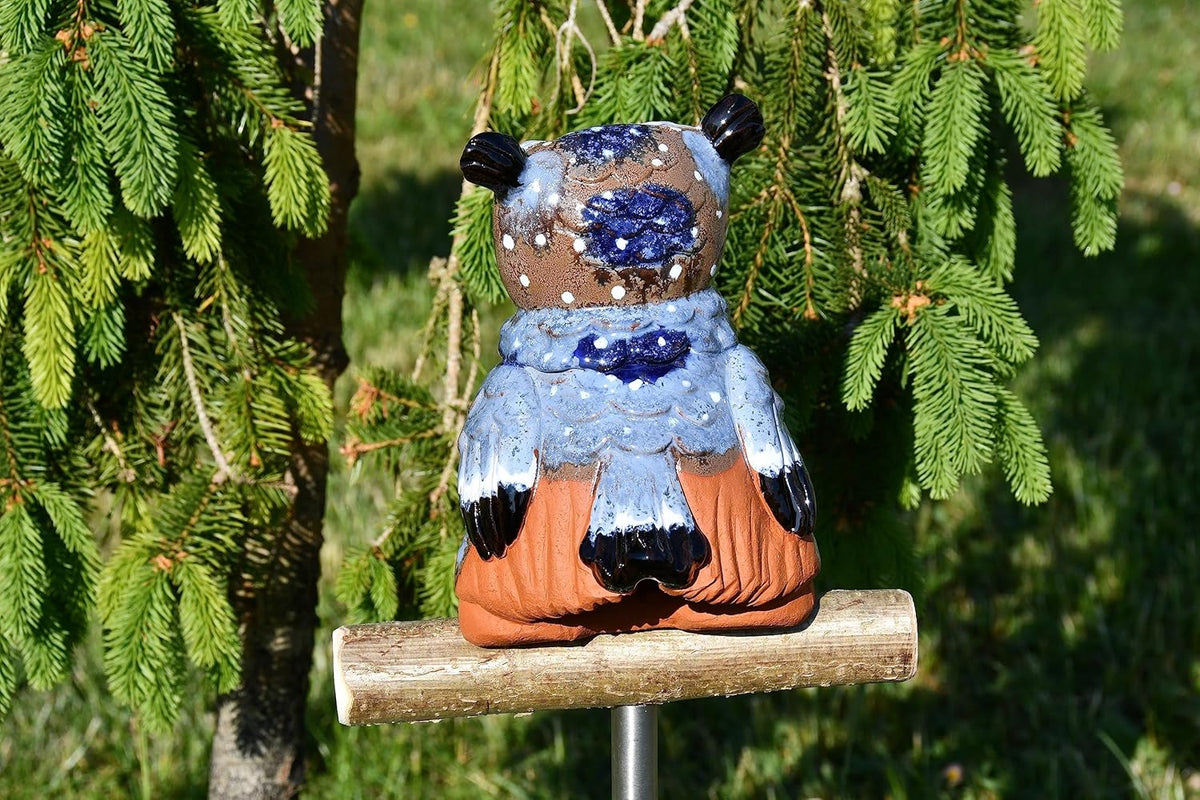 Ceramic Garden Decor - Owl Lawn Stake - Outdoor Statue - Perfect, Unique Gifts for Gardeners Woman