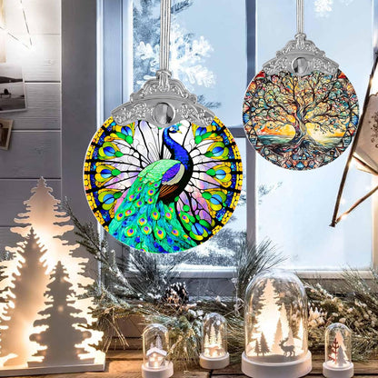 Stained Glass Suncatcher, Jocidea Peacock Ornament, Christmas Ornaments, Holidays Ornaments