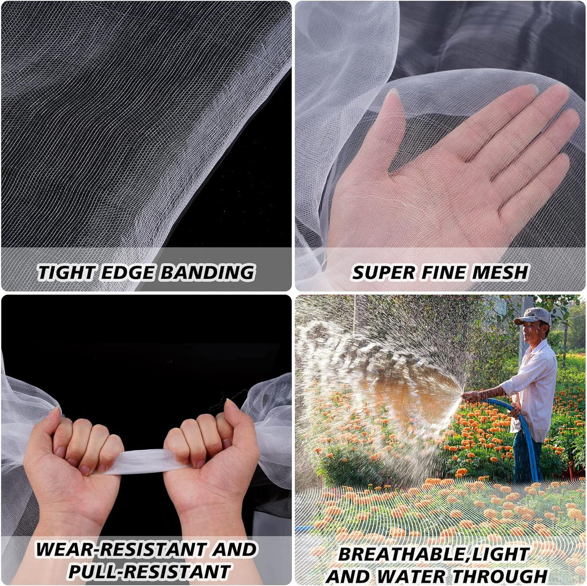 Garden Netting,8x33Ft Mosquito Insect Birds Animals Barrier Protection Net Ultra Fine Garden Mesh