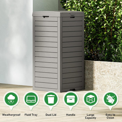 31 Gallon Outdoor Trash Can, Waterproof Resin Garbage Can with Lid and Drip Tray Easy Cleaning